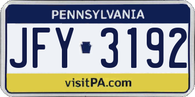 PA license plate JFY3192