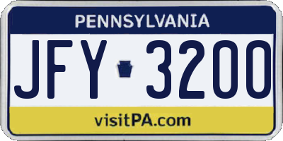 PA license plate JFY3200