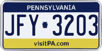 PA license plate JFY3203