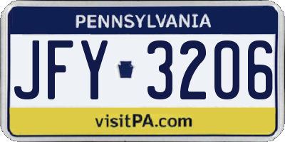 PA license plate JFY3206