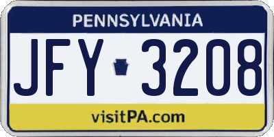 PA license plate JFY3208