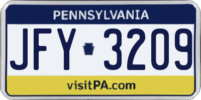 PA license plate JFY3209