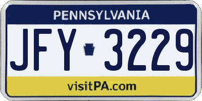 PA license plate JFY3229