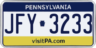 PA license plate JFY3233