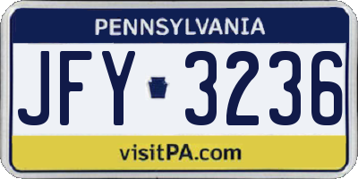 PA license plate JFY3236
