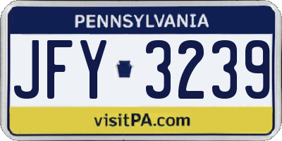 PA license plate JFY3239
