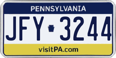 PA license plate JFY3244