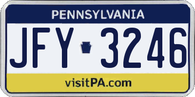 PA license plate JFY3246