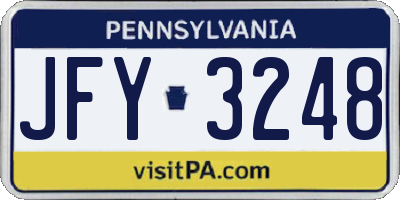 PA license plate JFY3248
