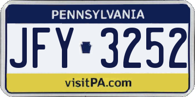 PA license plate JFY3252