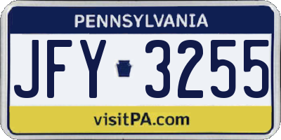 PA license plate JFY3255