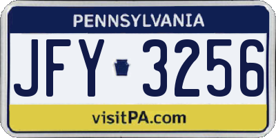 PA license plate JFY3256