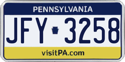 PA license plate JFY3258