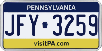 PA license plate JFY3259