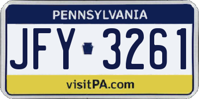 PA license plate JFY3261