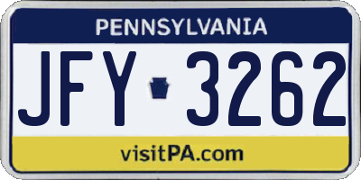 PA license plate JFY3262