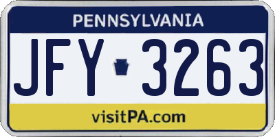 PA license plate JFY3263