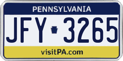 PA license plate JFY3265