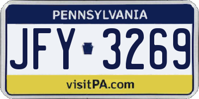 PA license plate JFY3269