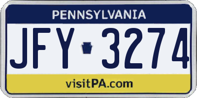 PA license plate JFY3274