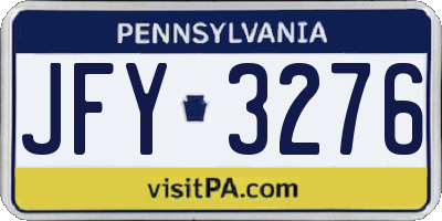 PA license plate JFY3276