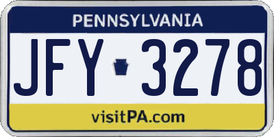 PA license plate JFY3278