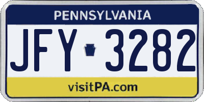 PA license plate JFY3282
