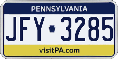 PA license plate JFY3285