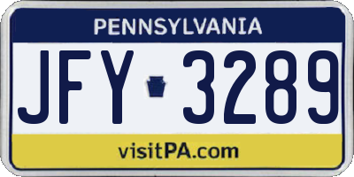 PA license plate JFY3289