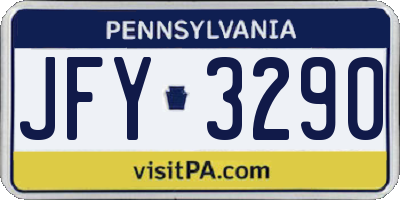 PA license plate JFY3290
