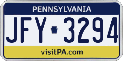 PA license plate JFY3294