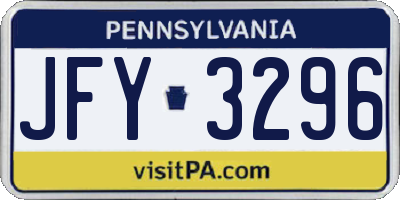 PA license plate JFY3296