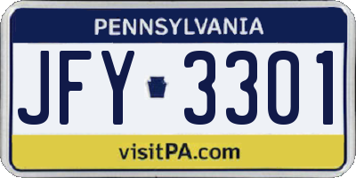 PA license plate JFY3301
