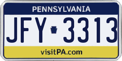 PA license plate JFY3313