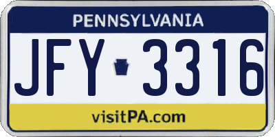 PA license plate JFY3316