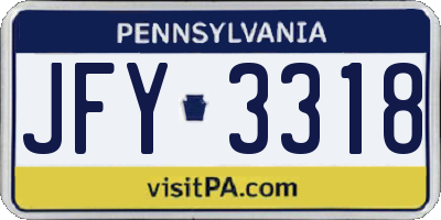 PA license plate JFY3318