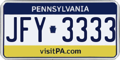 PA license plate JFY3333