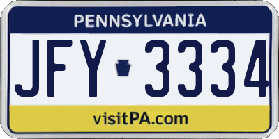PA license plate JFY3334