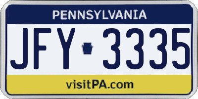 PA license plate JFY3335