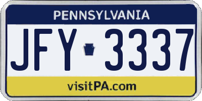 PA license plate JFY3337