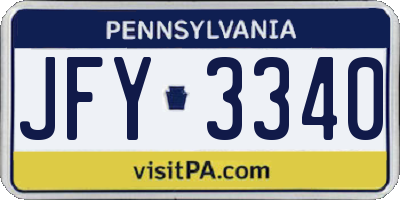 PA license plate JFY3340