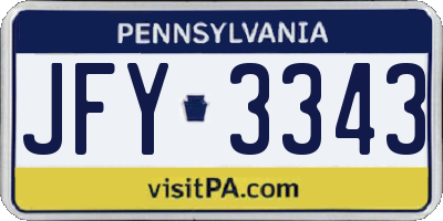 PA license plate JFY3343