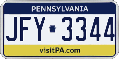 PA license plate JFY3344