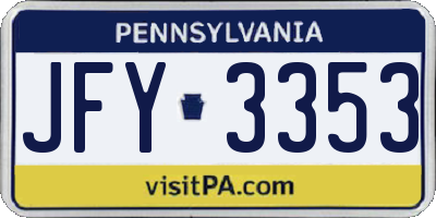 PA license plate JFY3353