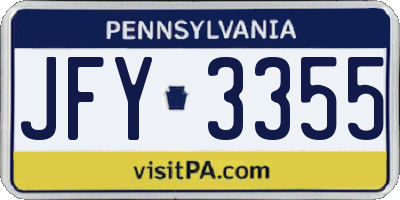 PA license plate JFY3355