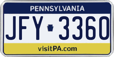 PA license plate JFY3360