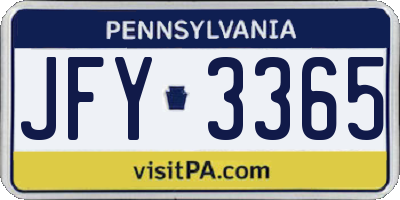 PA license plate JFY3365