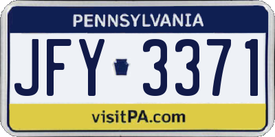 PA license plate JFY3371