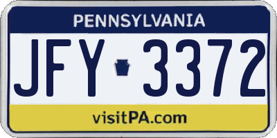 PA license plate JFY3372