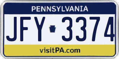 PA license plate JFY3374